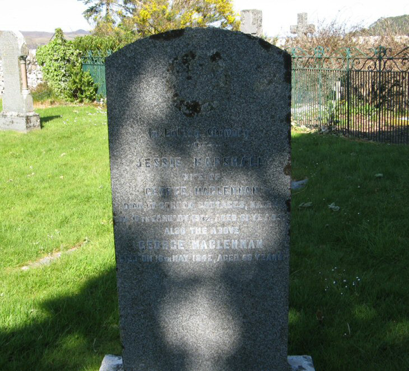 Photo of headstones/George MacLennan died 1942 MI Poolewe Londubh Burial Ground
